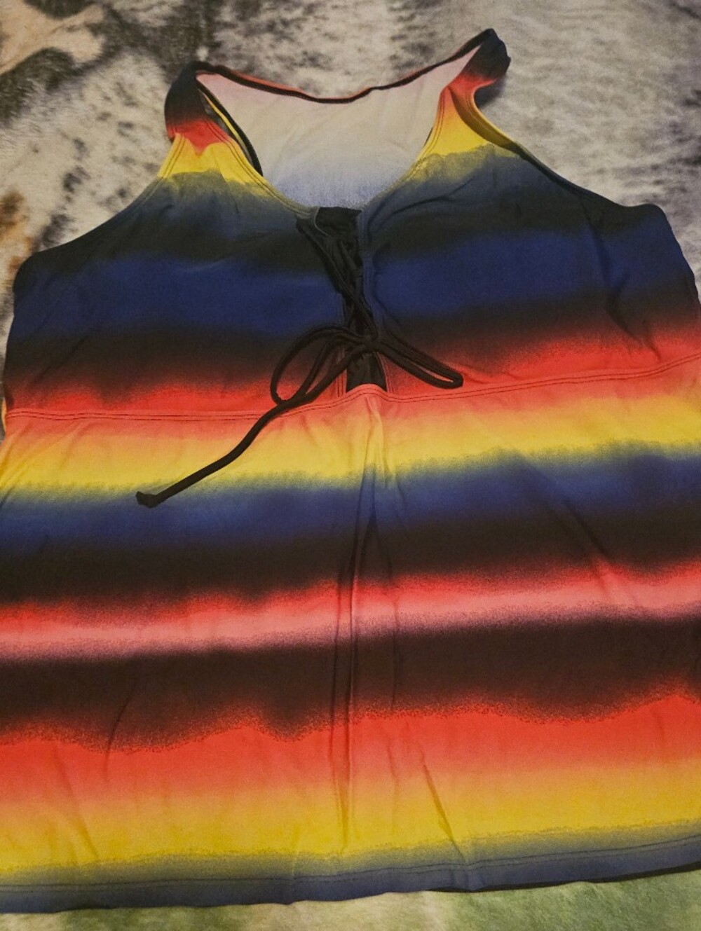 Womens Rainbow Striped One-Piece Swimsuit - Multicolor